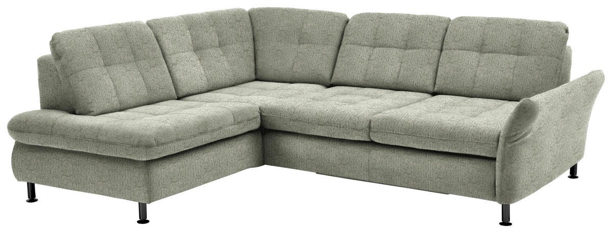 ECKSOFA in Webstoff Grün  - Schwarz/Grün, Konventionell, Textil/Metall (210/242cm) - Beldomo Style