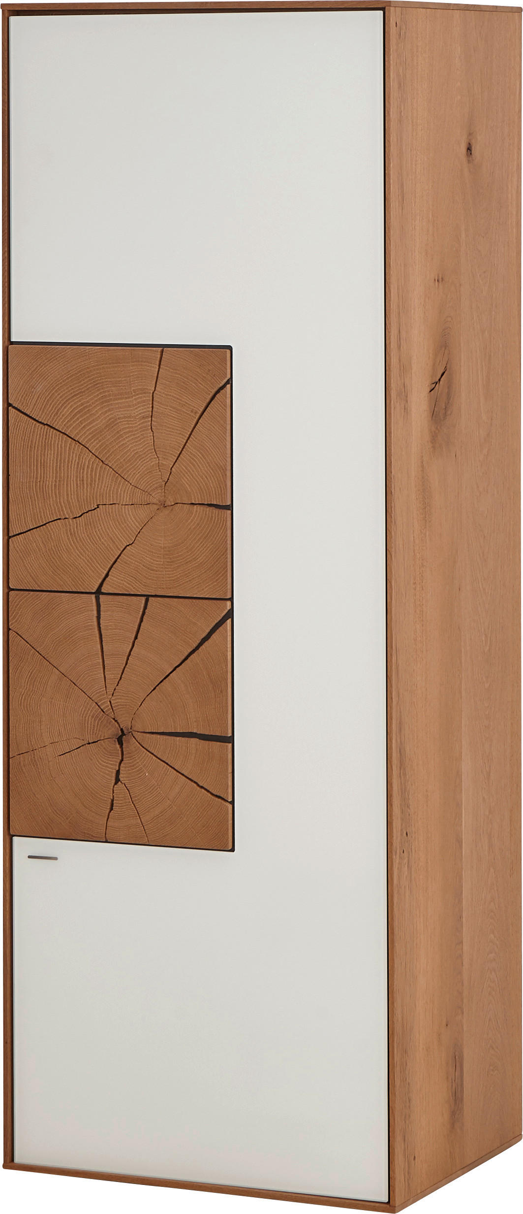 HÄNGEELEMENT Kerneiche vollmassiv Weiß, Eichefarben  - Eichefarben/Weiß, Design, Glas/Holz (50/136,5/39cm) - Valnatura