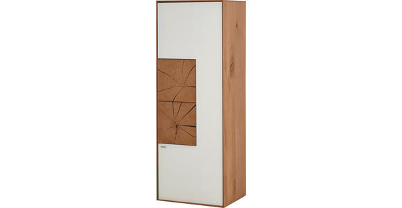 HÄNGEELEMENT Kerneiche vollmassiv Weiß, Eichefarben  - Eichefarben/Weiß, Design, Glas/Holz (50/136,5/39cm) - Valnatura