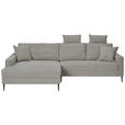 ECKSOFA in Cord Hellgrau  173/276 cm  - Hellgrau/Schwarz, KONVENTIONELL, Textil/Metall (173/276cm) - Carryhome