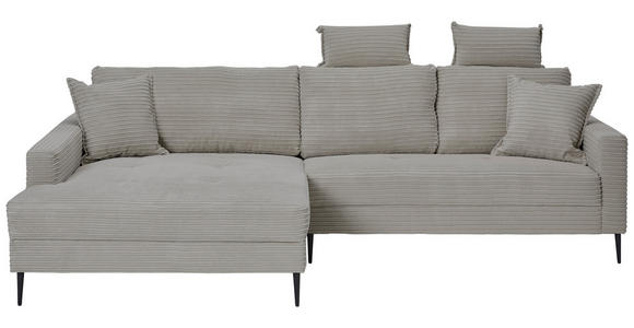 ECKSOFA in Cord Hellgrau  173/276 cm  - Hellgrau/Schwarz, KONVENTIONELL, Textil/Metall (173/276cm) - Carryhome