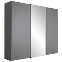 SCHWEBETÜRENSCHRANK  in Dunkelgrau  - Dunkelgrau/Alufarben, KONVENTIONELL, Glas/Holzwerkstoff (249/240/68cm) - Moderano