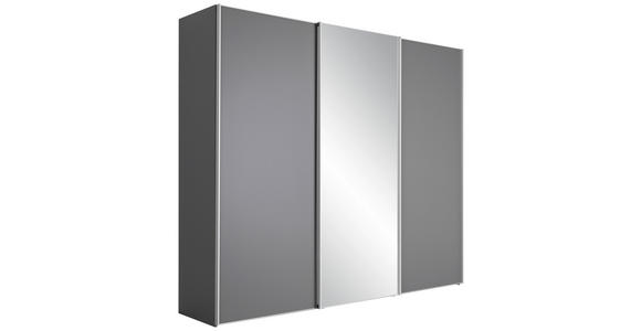 SCHWEBETÜRENSCHRANK in Dunkelgrau - Dunkelgrau/Alufarben, KONVENTIONELL, Glas/Holzwerkstoff (249/240/68cm) - Moderano