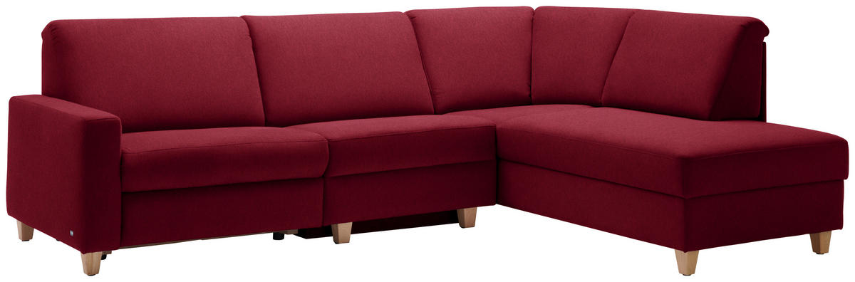 ECKSOFA in Flachgewebe Rot  261/203 cm  - Eichefarben/Rot, KONVENTIONELL, Holz/Textil (261/203cm) - Sedda