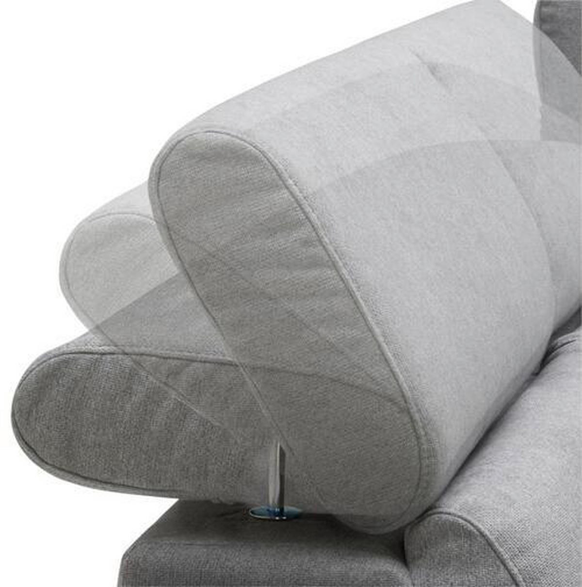 ECKSOFA Hellgrau Mikrofaser  - Hellgrau/Schwarz, Design, Kunststoff/Textil (240/172cm) - Stylife