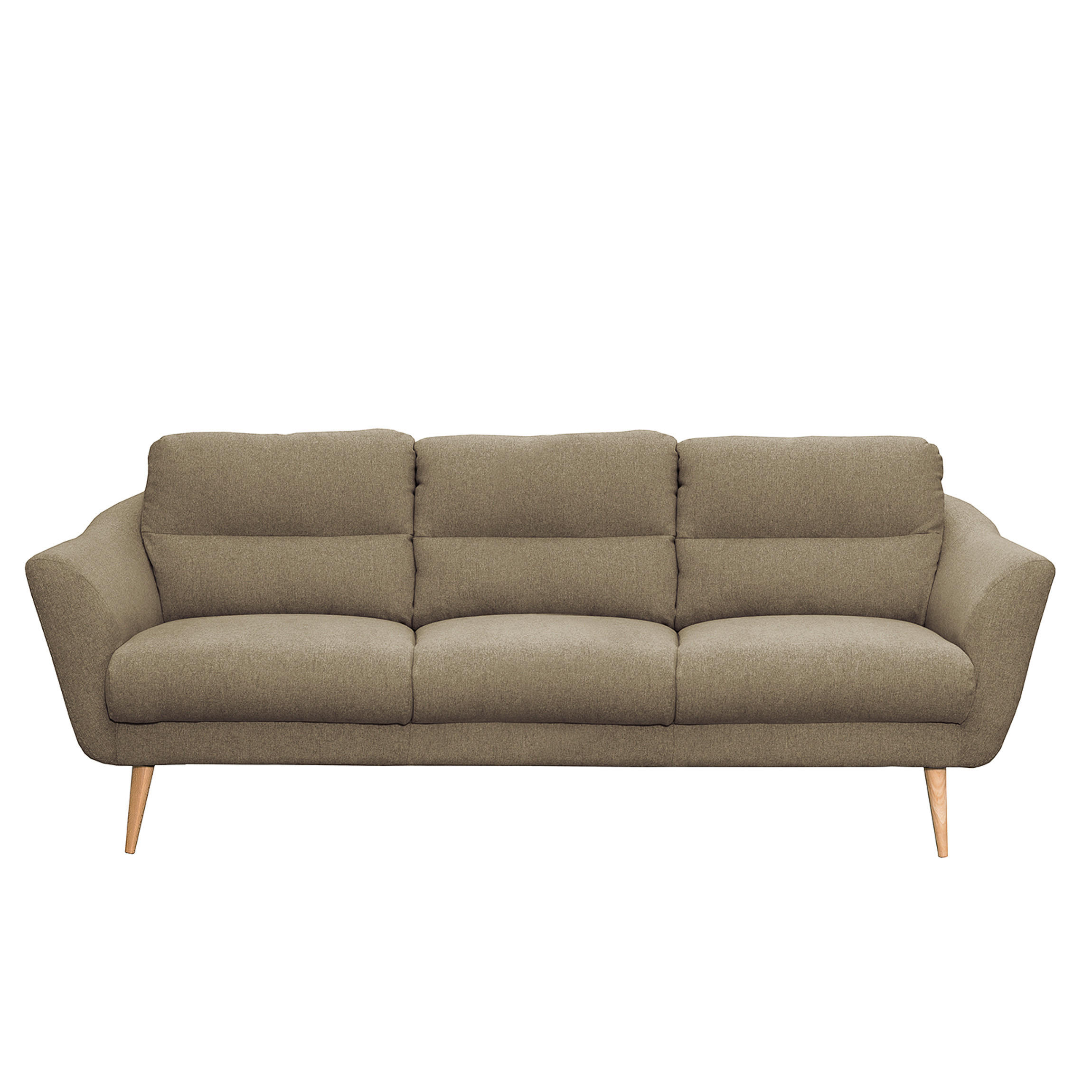 3-SITZER-SOFA Webstoff Braun  - Buchefarben/Braun, Design, Holz/Textil (209/87/88cm) - Livetastic