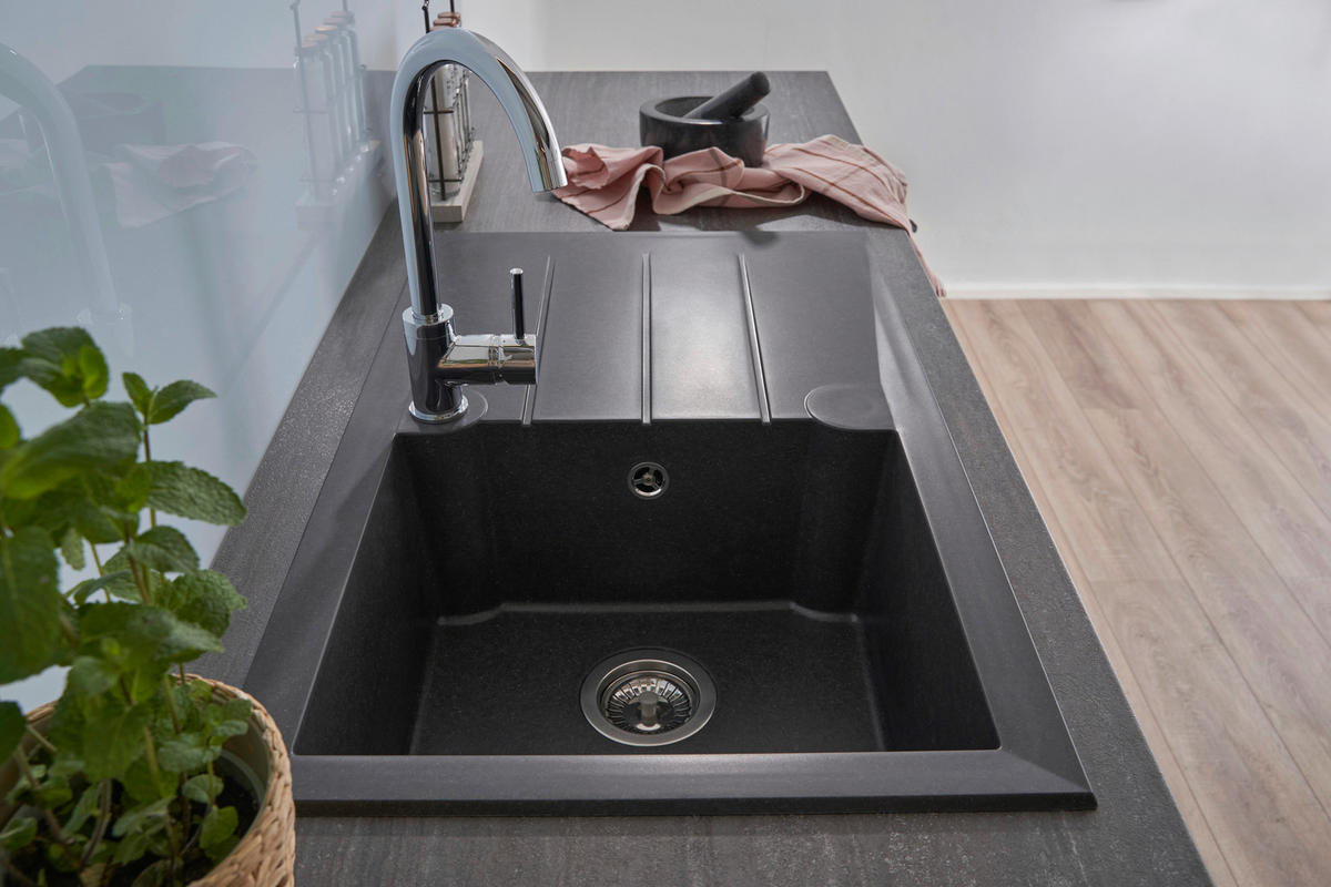 SPÜLE 1712ALINEO81X50S  - Schwarz, Trend, Stein (81/21/50cm) - Respekta