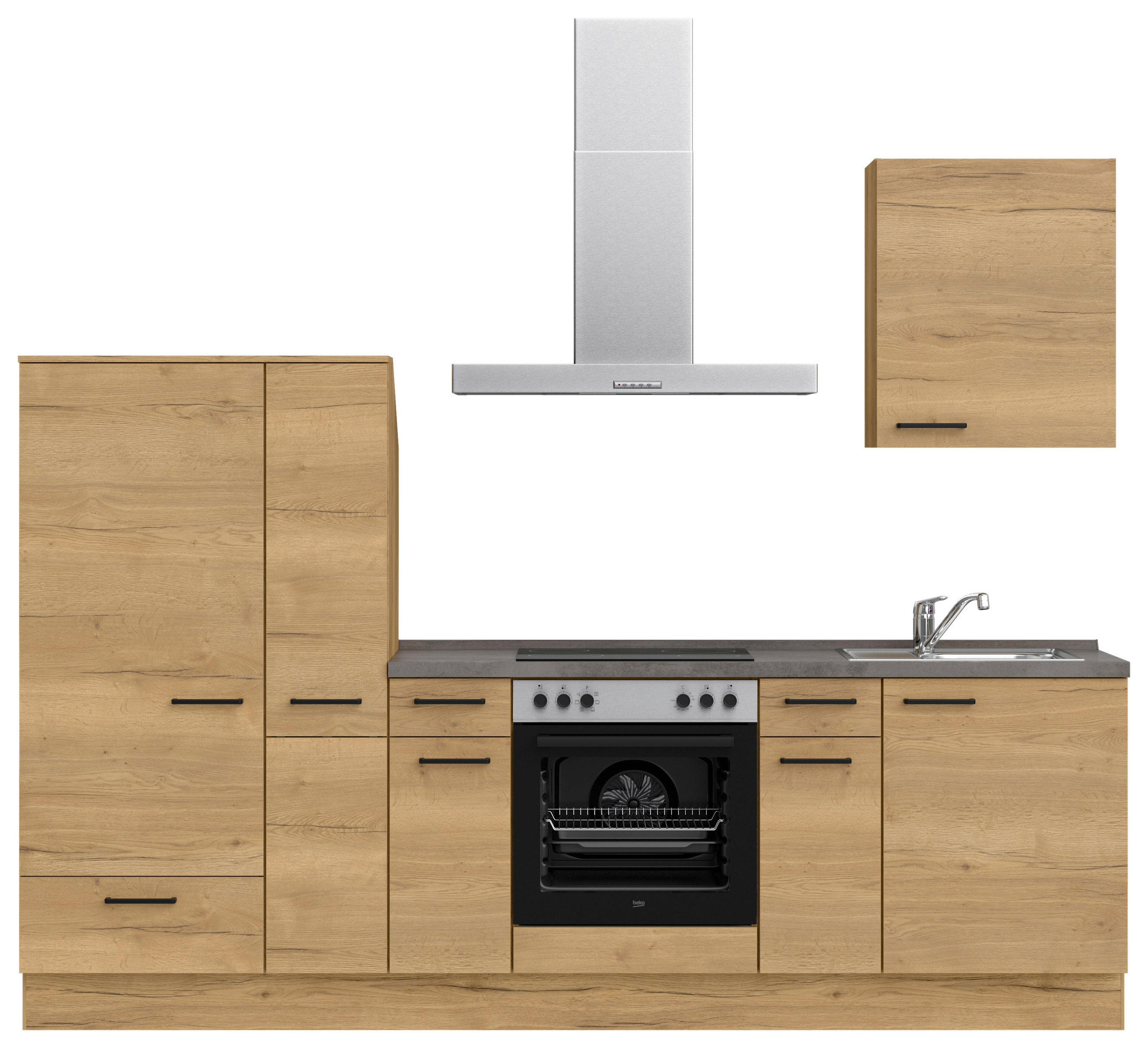 KÜCHENLEERBLOCK 270 cm   in Eichefarben, Schieferfarben  - Schieferfarben/Eichefarben, MODERN, Holzwerkstoff/Metall (270cm) - Nobilia