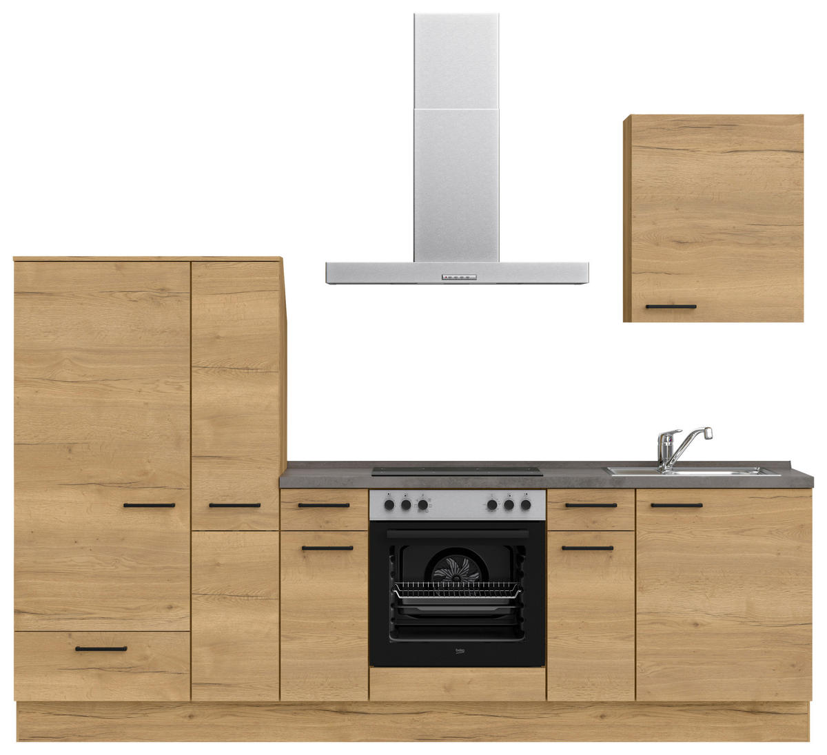 KÜCHENLEERBLOCK 270 cm   in Eichefarben, Schieferfarben  - Schieferfarben/Eichefarben, MODERN, Holzwerkstoff/Metall (270cm) - Nobilia