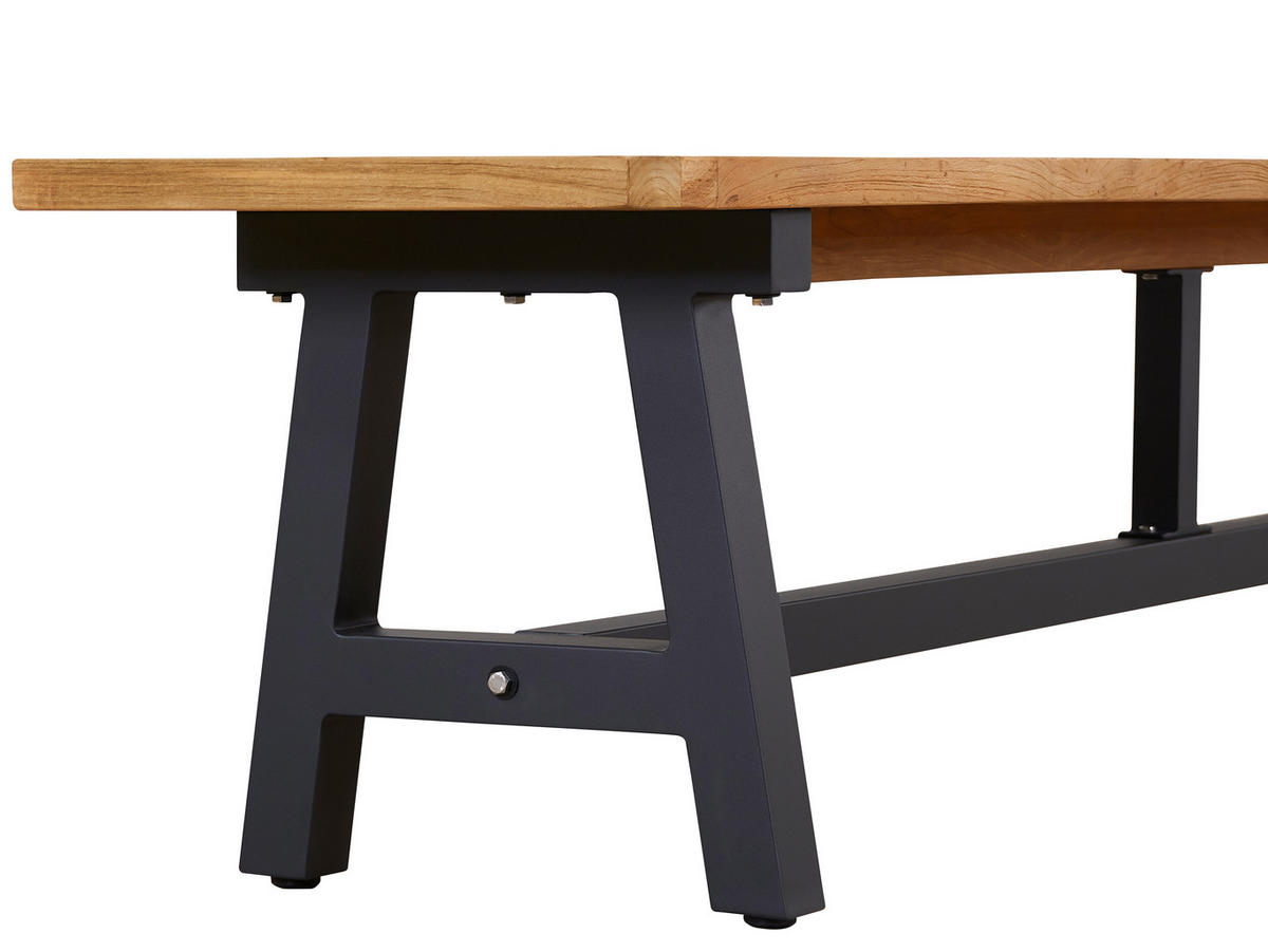GARTENBANK 240/40/46 cm Teakholz  Aluminium  - Anthrazit/Teakfarben, Design, Holz/Metall (240/40/46cm) - Amatio