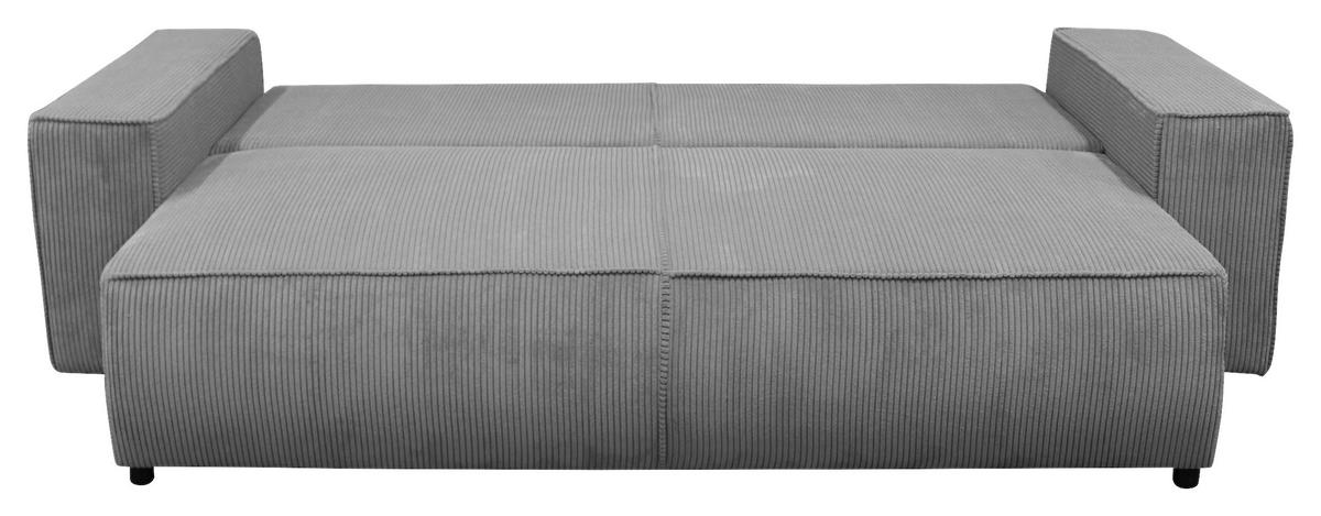 SCHLAFSOFA LOFT Cord Dunkelgrau  inkl. Zierkissen, Rückenkissen, Bettkasten  - Dunkelgrau/Schwarz, Design, Kunststoff/Textil (255/90/97cm) - MID.YOU