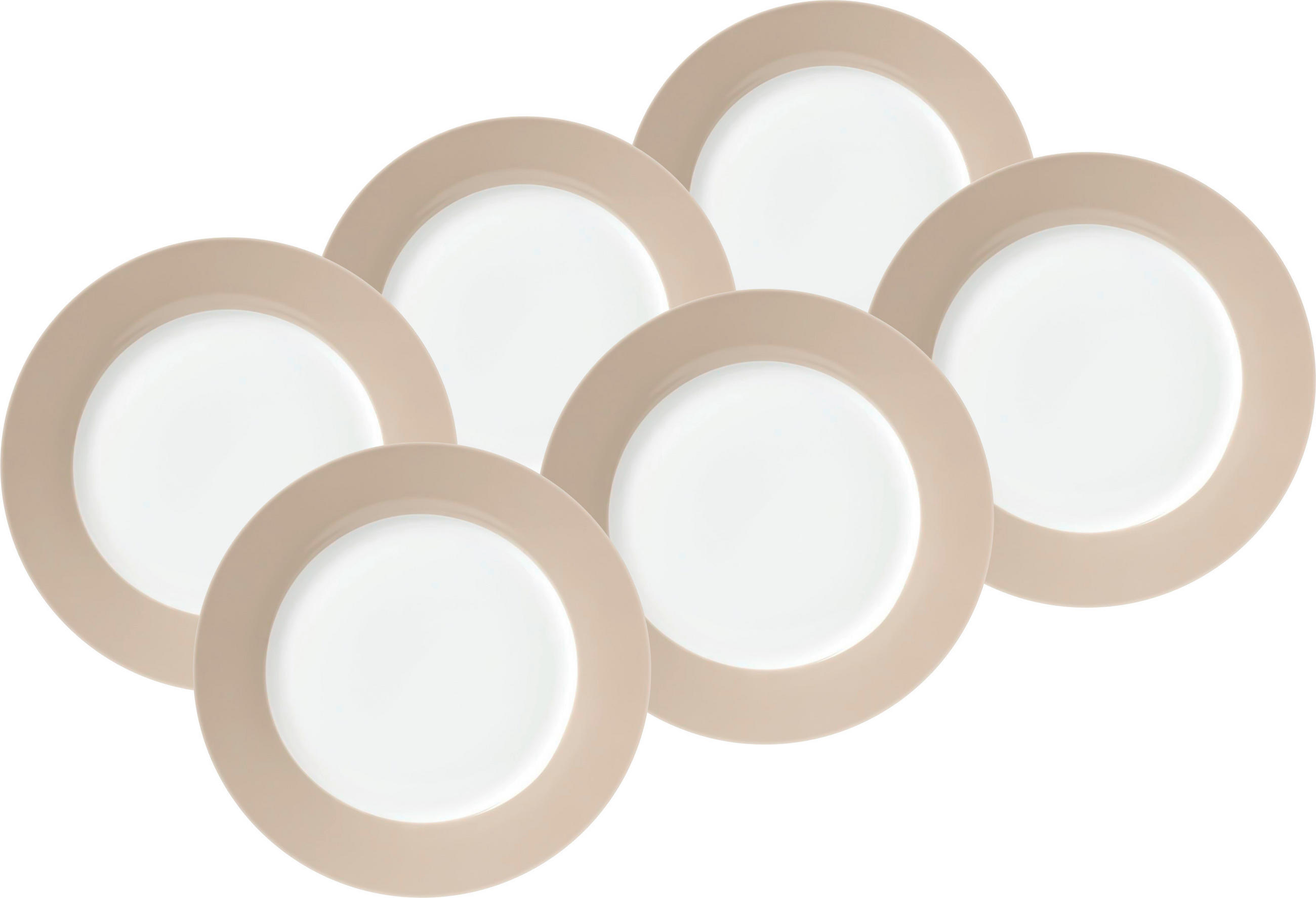 DESSERTTELLERSET VARIO 6-teilig  - Taupe/Weiß, Basics, Keramik (20cm) - Van Well
