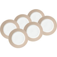 DESSERTTELLERSET VARIO 6-teilig  - Taupe/Weiß, Basics, Keramik (20cm) - Van Well