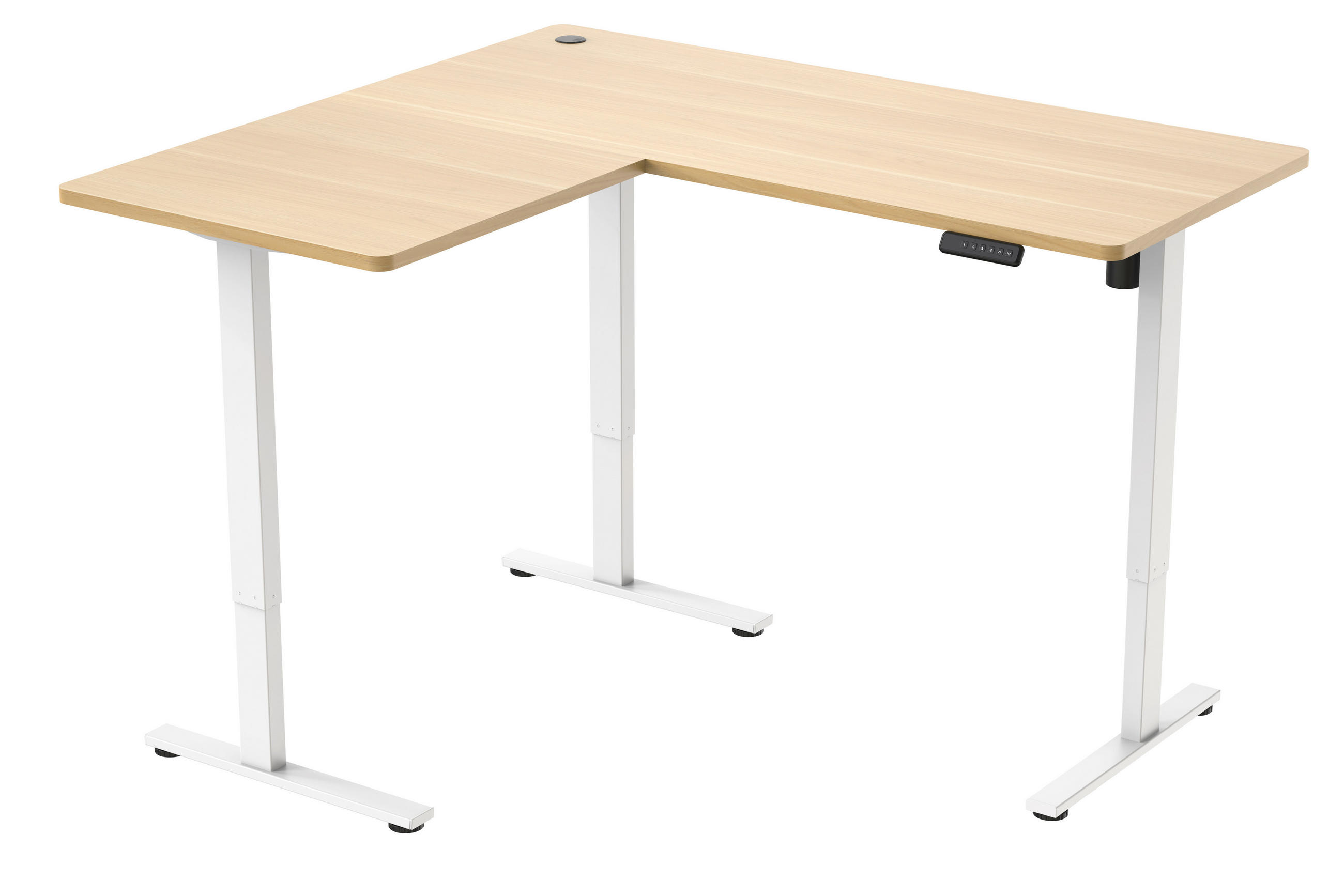 ECKSCHREIBTISCH  Weiss, Eichefarben höhenverstellbar  - Weiss/Eichefarben, Modern, Holzwerkstoff/Metall (160/74,5/119/140cm) - MID.YOU