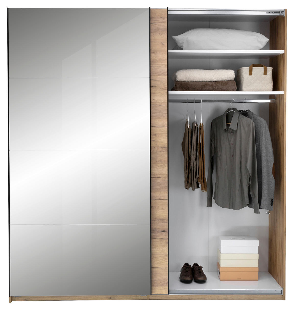 SCHIEBETÜRENSCHRANK 200/210/62 cm 2-türig  - Eichefarben/Schwarz, MODERN, Holzwerkstoff/Metall (200/210/62cm) - MID.YOU