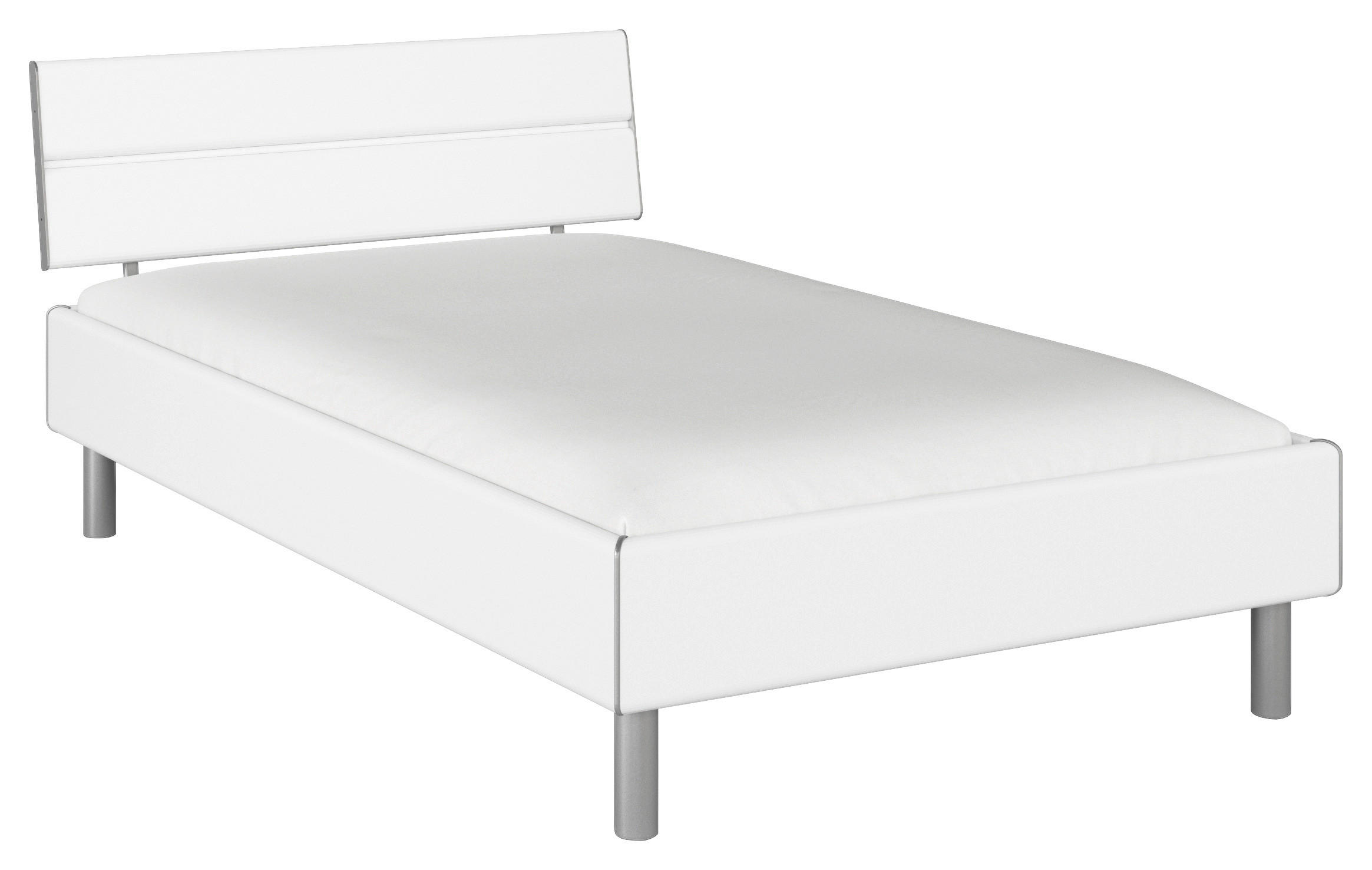 BETT 120/200 cm  in Weiß  - Alufarben/Weiß, Design, Metall (120/200cm) - Carryhome