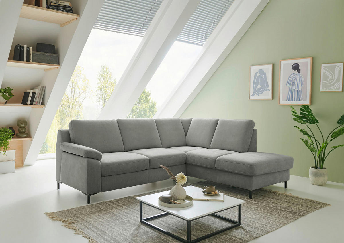 SEDEŽNA GARNITURA, šenilja, gladka tkanina bež  - črna/bež, Moderno, kovina/tekstil (241/200cm) - Beldomo Style