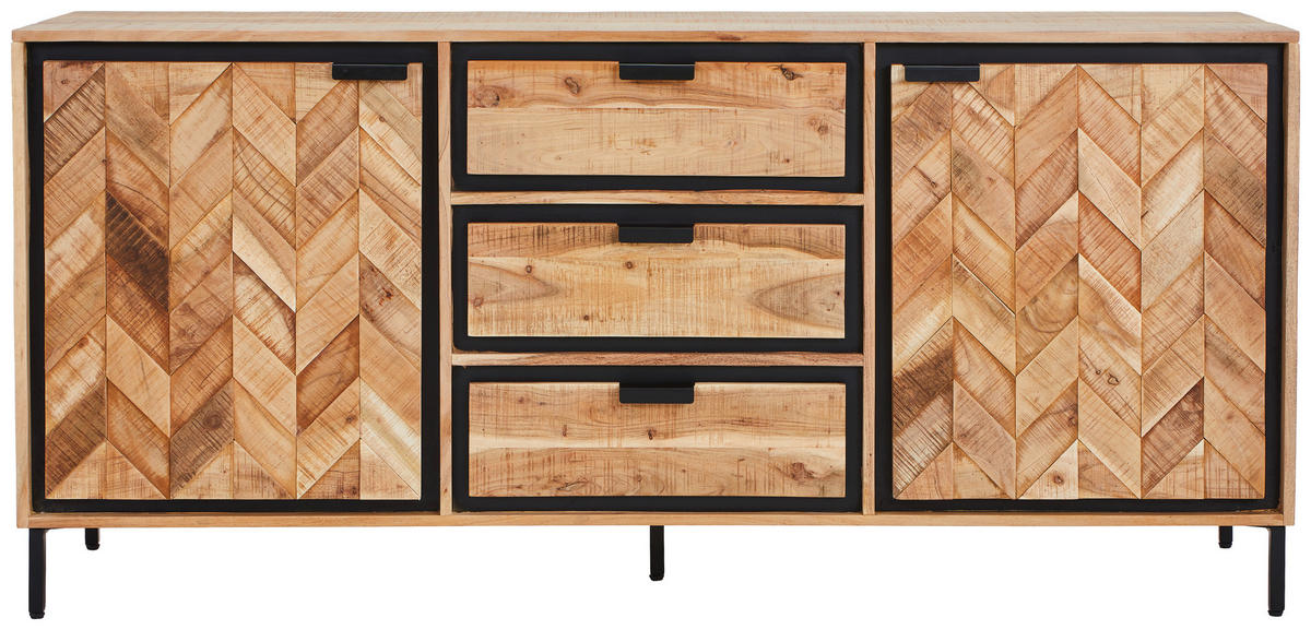 SIDEBOARD 175/80/45 cm  - Schwarz/Akaziefarben, MODERN, Holz/Metall (175/80/45cm) - Livetastic