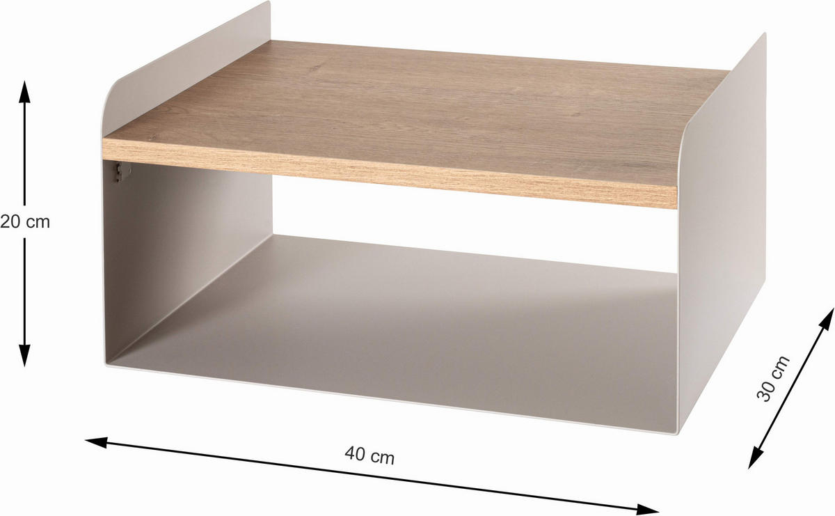 WANDBOARD Metall, Holzwerkstoff Eichefarben, Kaschmir  - Kaschmir/Eichefarben, MODERN, Holzwerkstoff/Metall (40/20/30cm)
