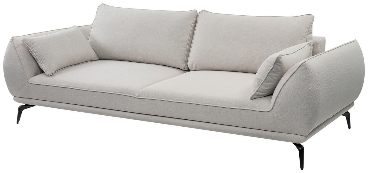 3-SITZER-SOFA Webstoff Creme  - Creme/Schwarz, Modern, Textil/Metall (249/86/118cm) - MID.YOU