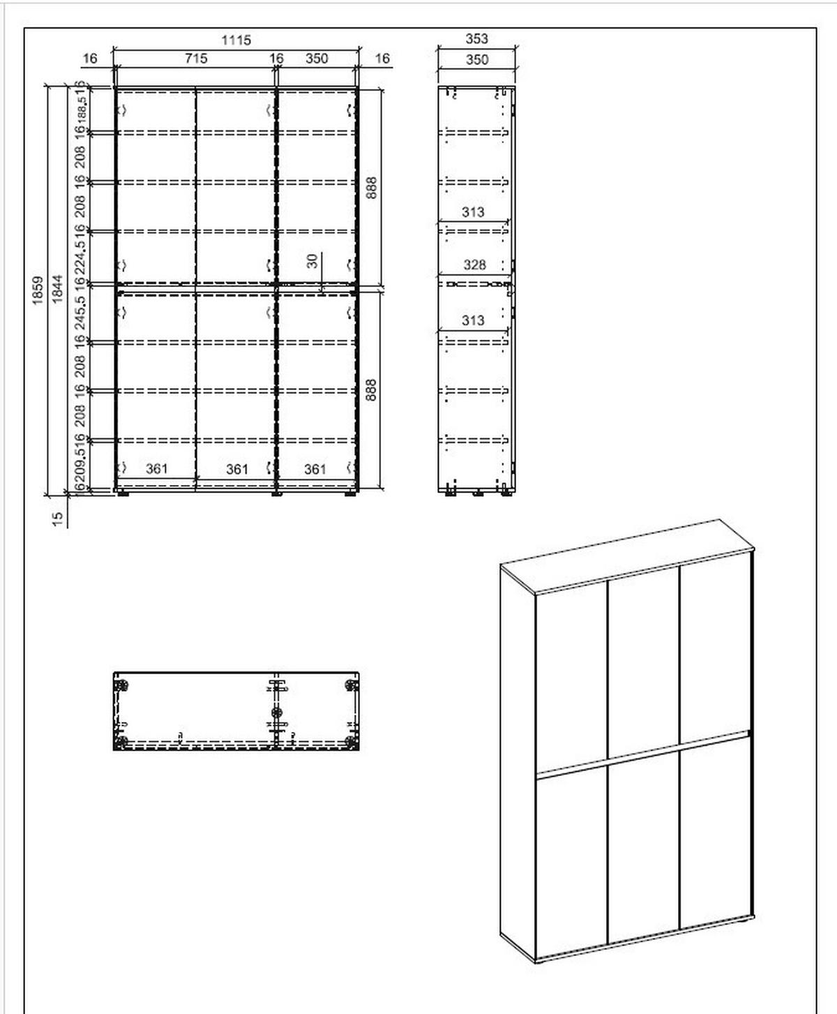 GARDEROBENSCHRANK  in 111,5/185,9/35,3 cm  - Kaschmir, Design, Holzwerkstoff (111,5/185,9/35,3cm) - Livetastic