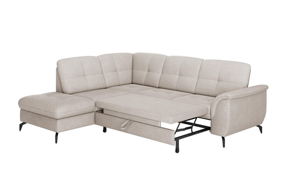 ECKSOFA in Flachgewebe Greige  - Greige/Schwarz, Modern, Textil/Metall (212/244cm) - Sit & More