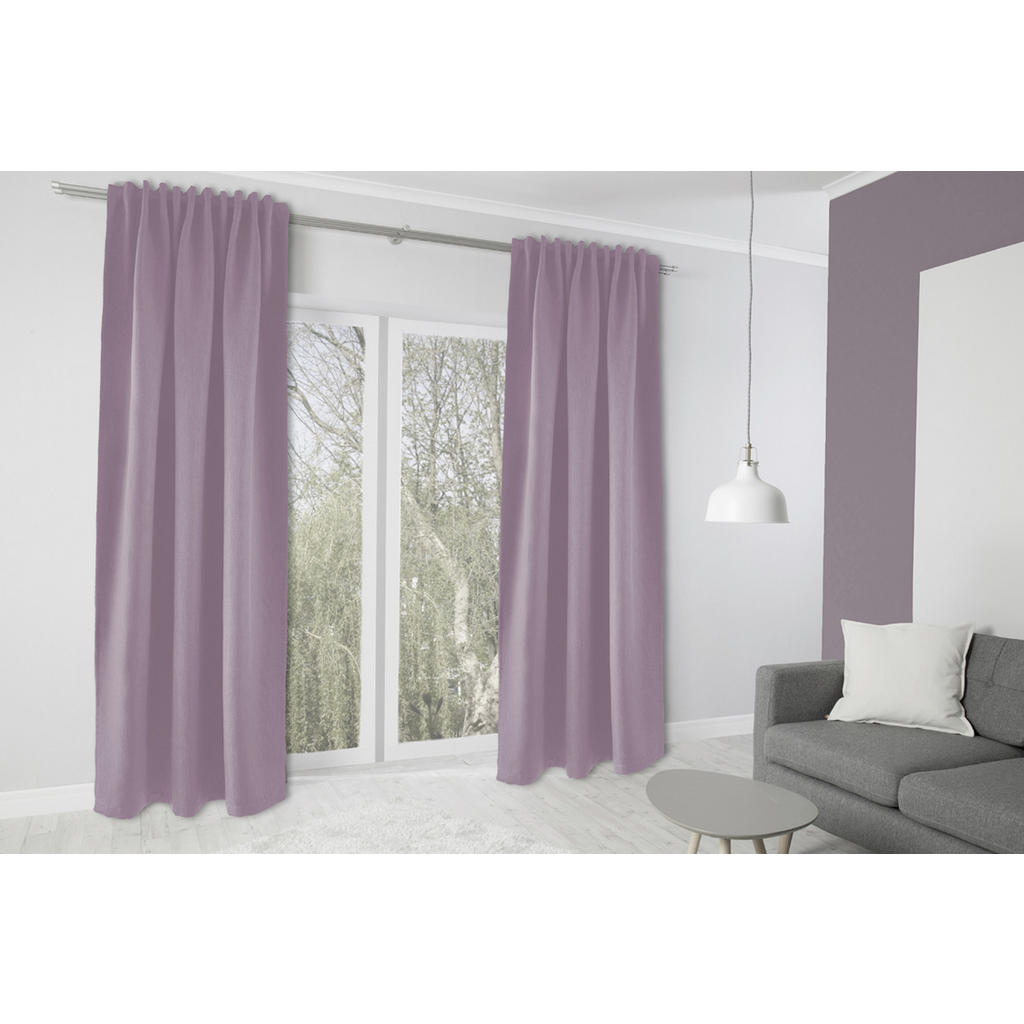 Thumbnail - Xxxl Wärmeschutzvorhang Milton, Rosa, Textil, Uni, 140x245 cm, für Stange und Schiene geeignet, Lärmschutz, mit Kombiban...