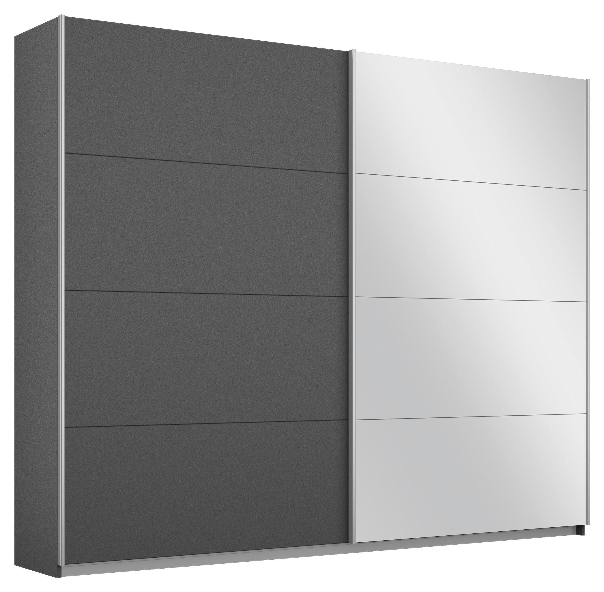Schwebetürenschrank M. Spiegel 226cm Belluno, Grau Metallic
