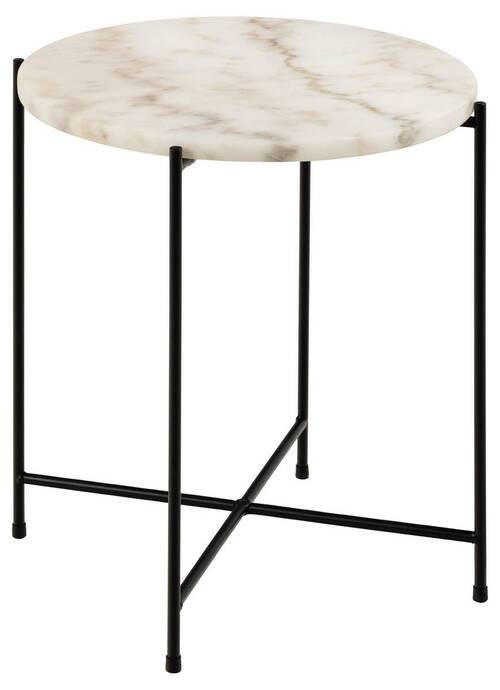 PRÍRUČNÝ STOLÍK, biela - čierna/biela, Trend, kov/kameň (42/42/45cm) - Carryhome