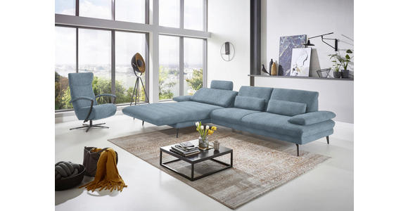 ECKSOFA in Chenille Blau  - Blau/Schwarz, Design, Textil/Metall (180/310cm) - Dieter Knoll