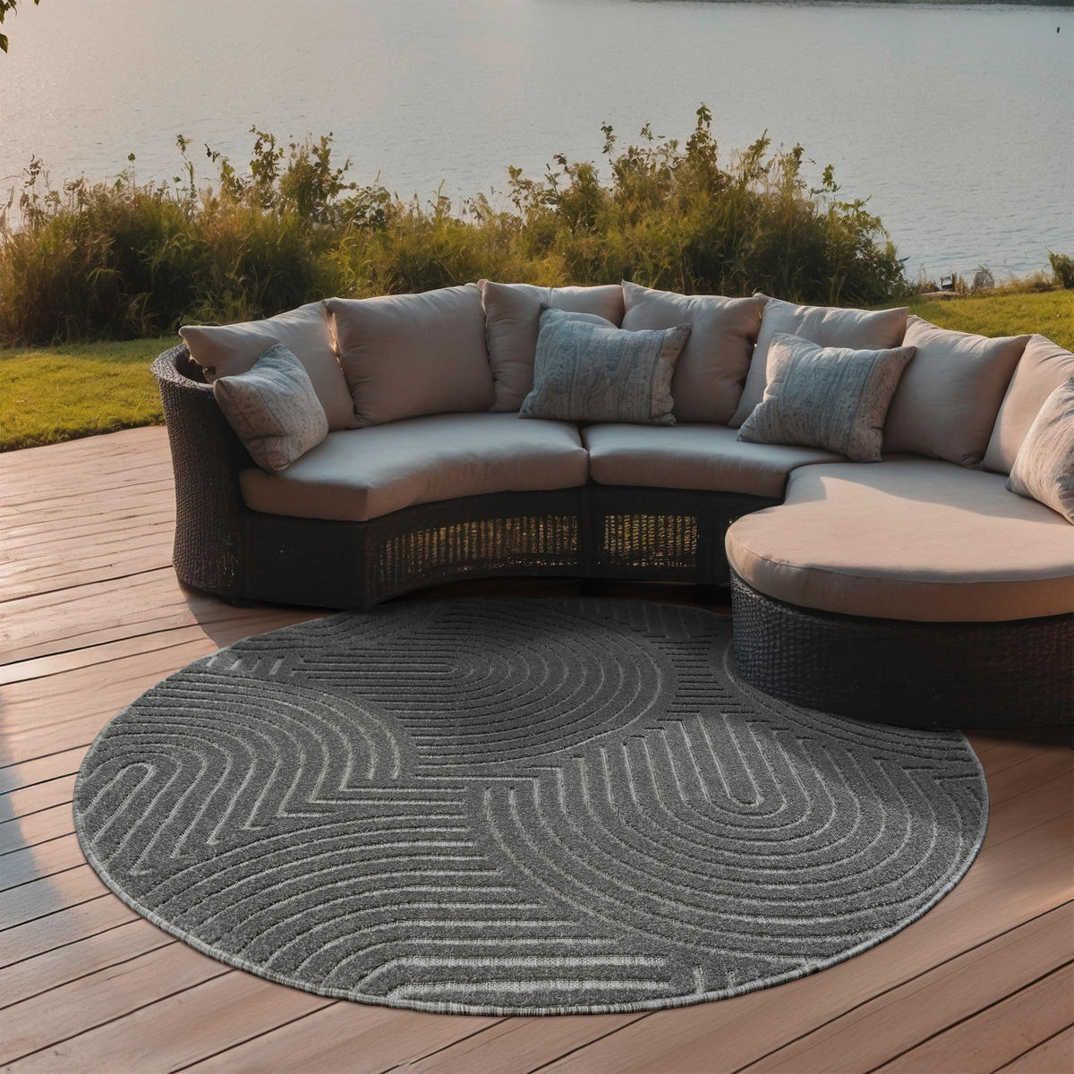 OUTDOORTEPPICH 150 cm Berlin Grau  - Grau, Basics, Kunststoff/Textil (150cm) - Novel
