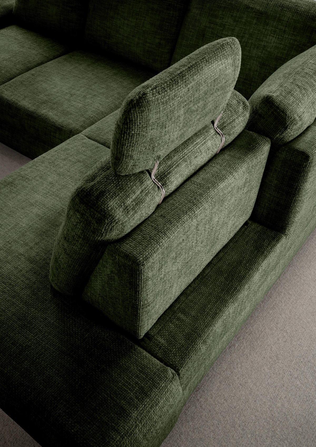 ECKSCHLAFSOFA in Struktur Dunkelgrün  - Wildeiche/Dunkelgrün, MODERN, Holz/Textil (265/206cm) - Livetastic
