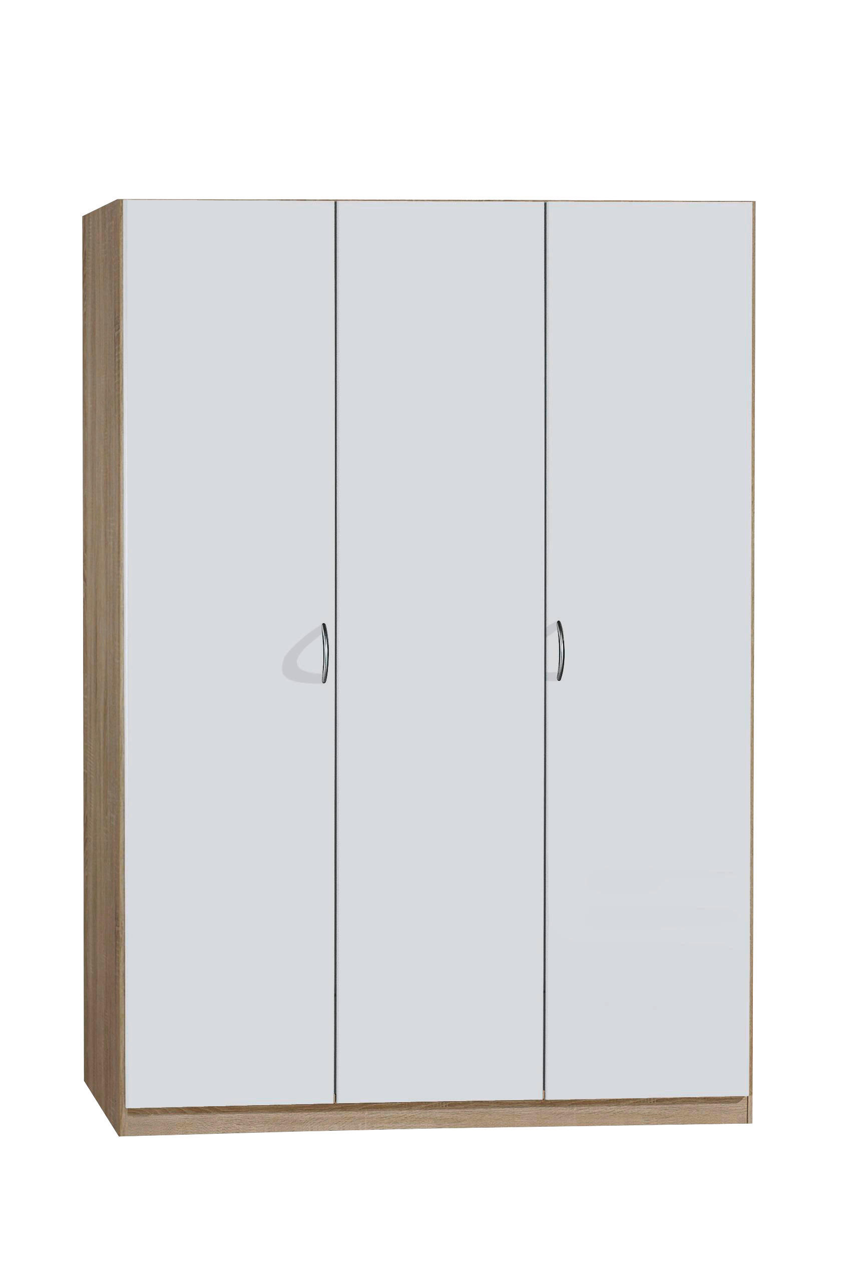 OMARA S KLASIČNIMI VRATI, bela, hrast sonoma  - srebrne barve/bela, Basics, umetna masa/leseni material (136/197/54cm) - Boxxx