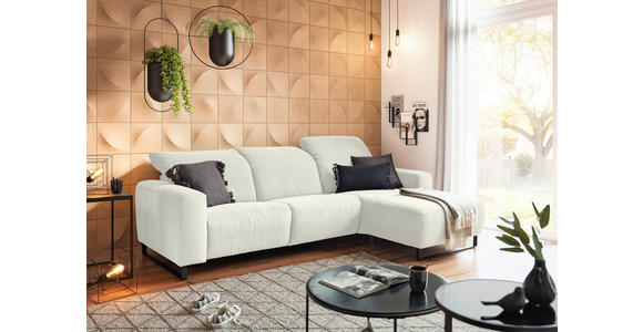 ECKSOFA Weiß Cord  - Schwarz/Weiß, KONVENTIONELL, Textil/Metall (266/180cm) - Hom`in