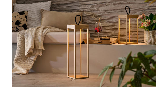 AKKU-TISCHLEUCHTE Miami 15/15/50 cm  - Sandfarben, KONVENTIONELL, Kunststoff/Metall (15/15/50cm) - Dieter Knoll