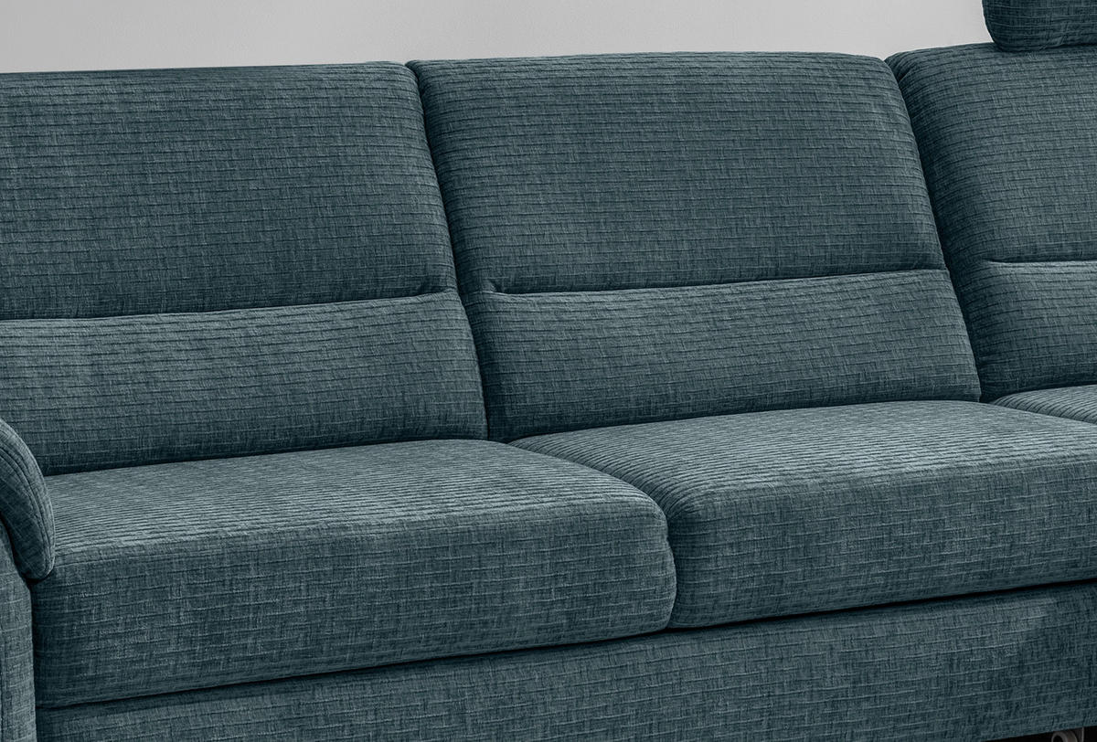 ECKSOFA Blau Mikrofaser  - Blau/Schwarz, MODERN, Holz/Textil (279/176cm) - Livetastic