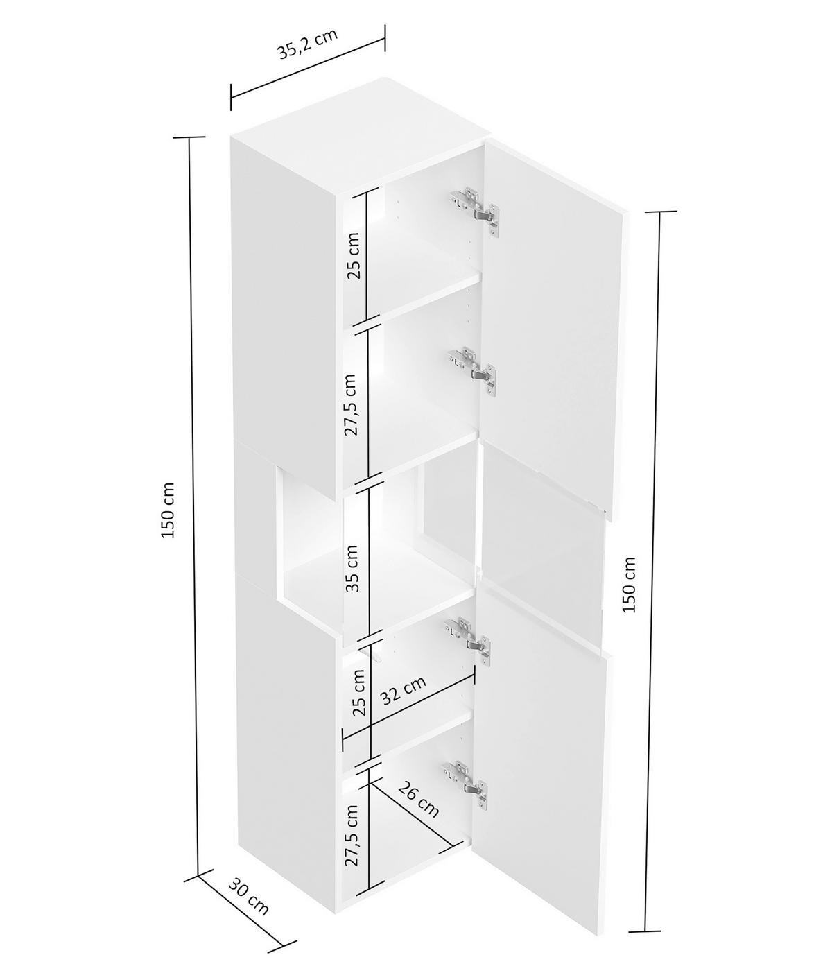 BADEZIMMER 3-teilig  in 60 cm  - Weiß Hochglanz/Weiß, Basics, Keramik/Holzwerkstoff (60cm) - MID.YOU