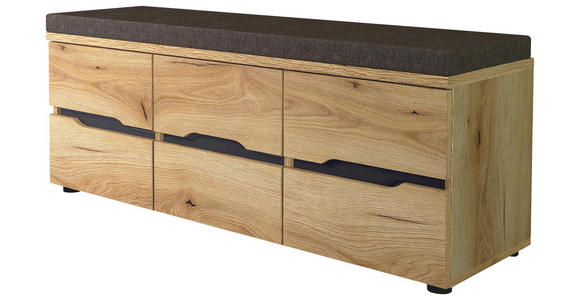 GARDEROBENBANK  in 120/48/38 cm  - Eichefarben/Graubraun, KONVENTIONELL, Kunststoff/Textil (120/48/38cm) - Xora