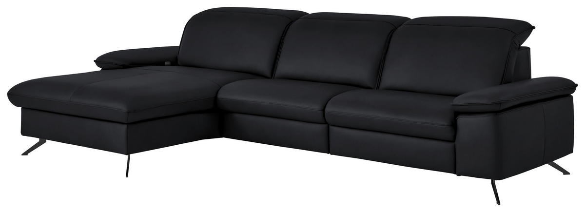 ECKSOFA  Echtleder Anthrazit  - Anthrazit/Schwarz, Design, Leder/Metall (169/307cm) - Beldomo Premium