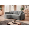 ECKSOFA Hellgrau Plüsch  - Hellgrau/Schwarz, Design, Kunststoff/Textil (150/206cm) - MID.YOU