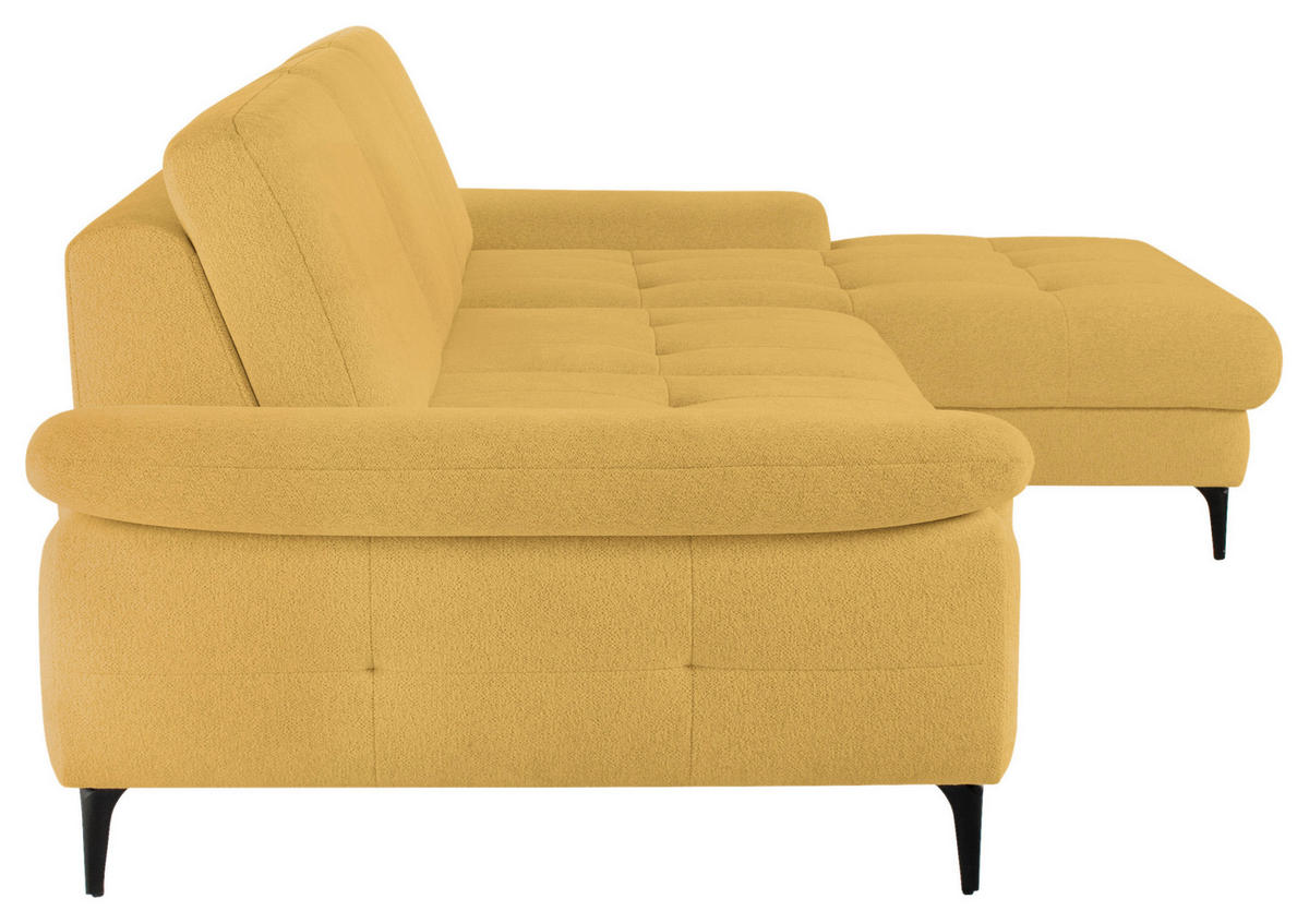 ECKSOFA ALMA Gelb Chenille  - Gelb/Schwarz, Design, Textil/Metall (285/191cm) - Livetastic