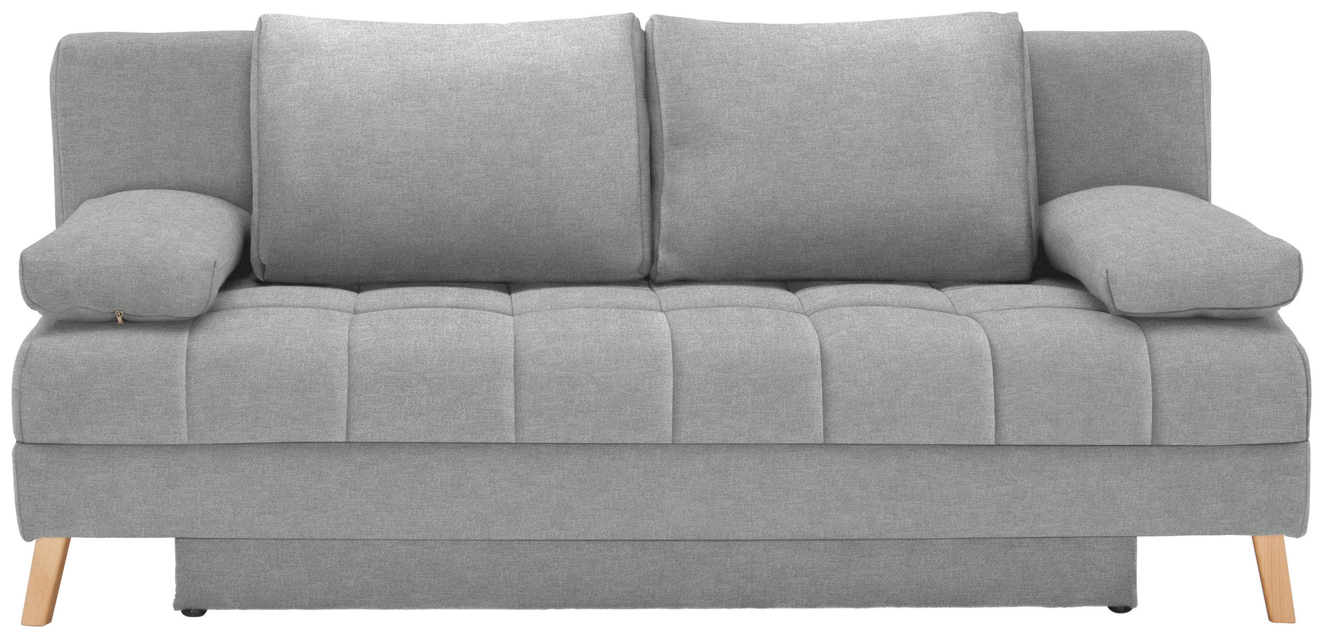 SCHLAFSOFA Webstoff Hellgrau  - Hellgrau/Naturfarben, KONVENTIONELL, Holz/Textil (195/90/90cm) - Cantus
