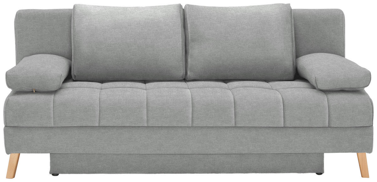 SCHLAFSOFA  mit Schlafen auf Sitzhöhe Webstoff Hellgrau  - Hellgrau/Naturfarben, KONVENTIONELL, Holz/Textil (195/90/90cm) - Cantus