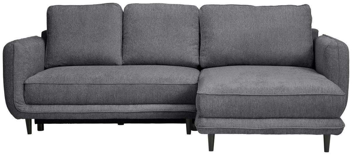 ECKSOFA in Struktur Grau  - Schwarz/Grau, Konventionell, Holz/Textil (247/170cm) - Carryhome