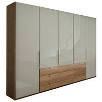 OMARA Z ZLOŽLJIVIMI VRATI, delno masivno hrast barve hrasta, barve šampanjca  - barve kroma/barve šampanjca, Konvencionalno, kovina/leseni material (250/216/58cm) - Dieter Knoll