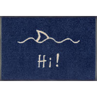FUßMATTE 40/60 cm Hi!  - Weiß/Dunkelblau, KONVENTIONELL, Kunststoff/Textil (40/60cm) - wash+dry