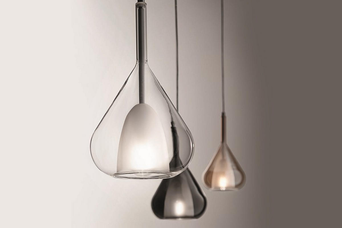 HÄNGELEUCHTE Lila 83/200 cm  - Transparent/Bernsteinfarben, Design, Glas/Metall (83/200cm) - Fabas Luce