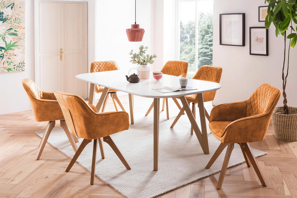 ARMLEHNSTUHL  in Samt  - Eichefarben/Goldfarben, MODERN, Holz/Textil (59/85/61cm) - Livetastic