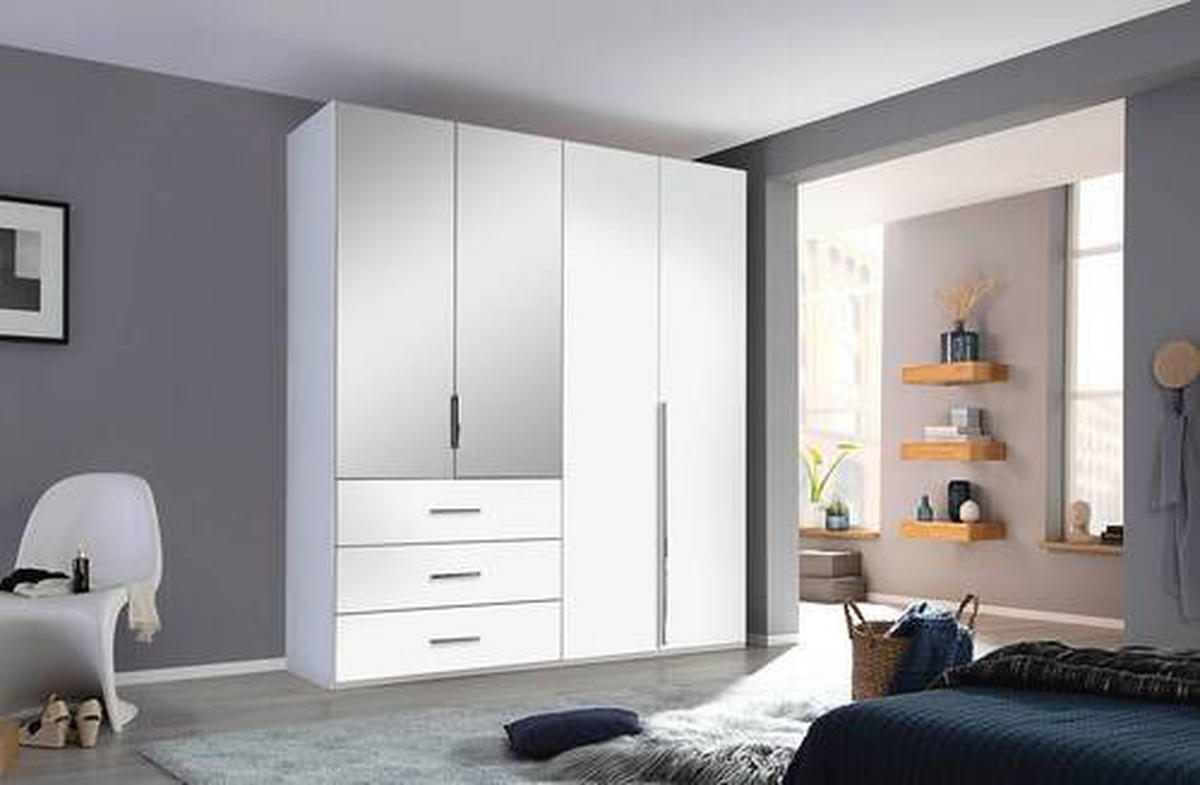 DREHTÜRENSCHRANK  in Weiß  - Chromfarben/Weiß, Design, Glas/Holzwerkstoff (201/223/60cm) - home24