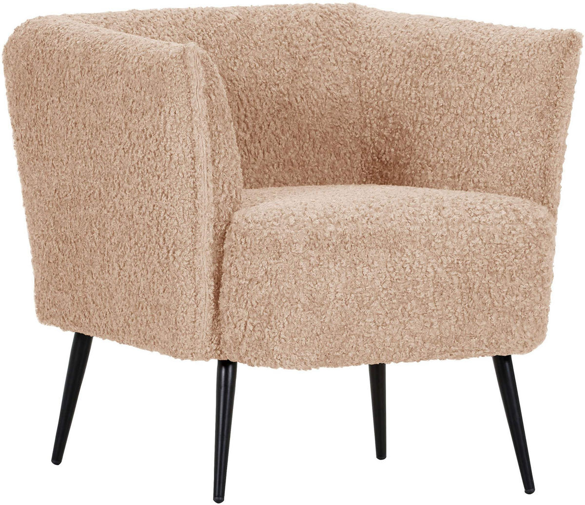 SESSEL in Plüsch Hellbraun  - Hellbraun/Schwarz, Design, Textil/Metall (76/73/76cm) - Landscape